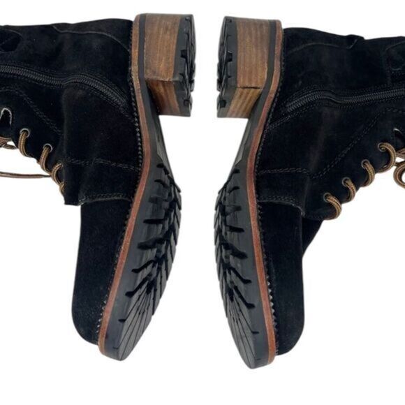 Seychelles Encounter Lace Up  Suede Boot Italy Black Tie Up Size 7 - Picture 6 of 9